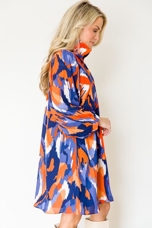 Savannah Dress, Navy/Orange