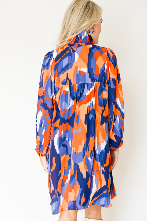 Savannah Dress, Navy/Orange