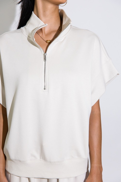 Short Sleeve Zip Pullover, Ecru - 0920-304h.jpg