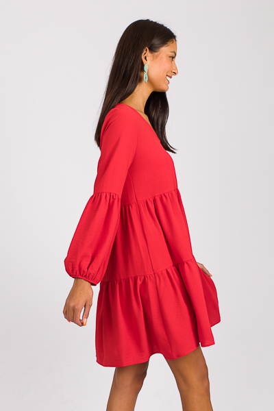 Darlene Babydoll Dress, Red