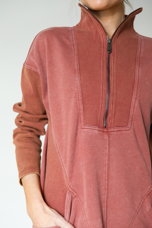 On The Go Zip Dress, Brick