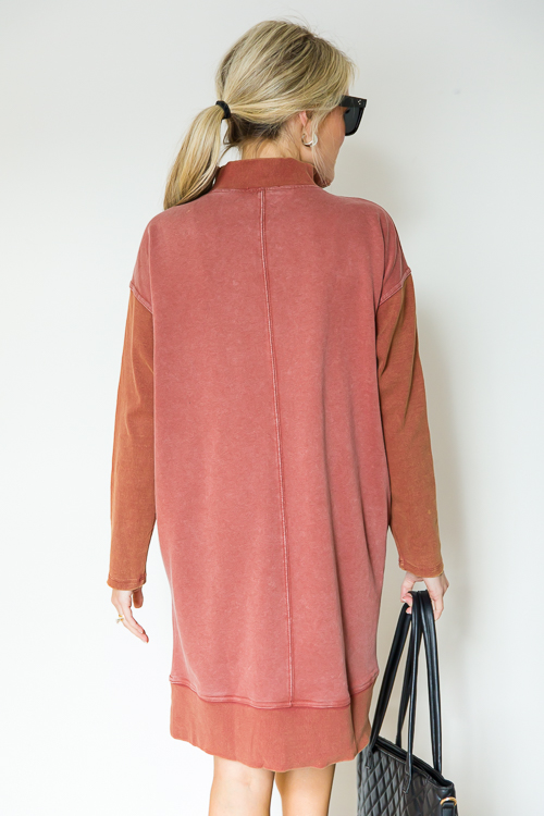 On The Go Zip Dress, Brick