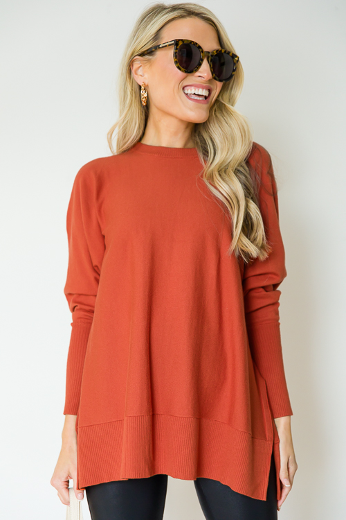 Dolman Tunic Sweater, Brick