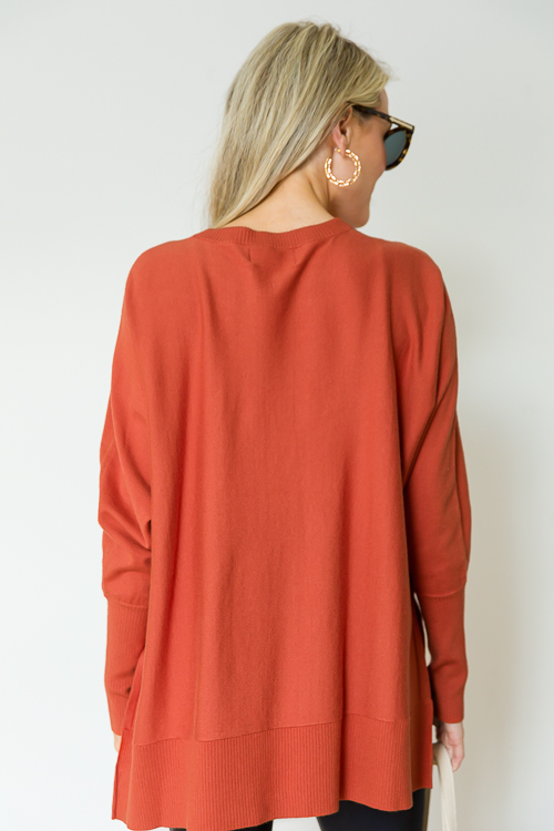 Dolman Tunic Sweater, Brick
