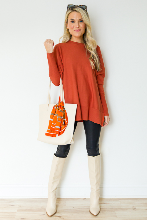 Dolman Tunic Sweater, Brick