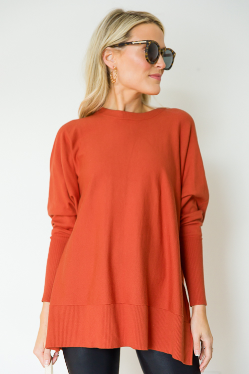 Dolman Tunic Sweater, Brick