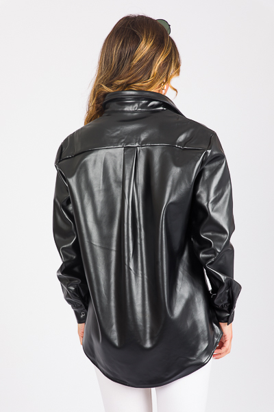 Brielle Button Up, Black Leather