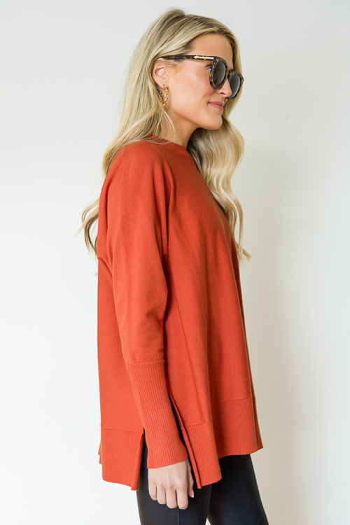 Dolman Tunic Sweater, Brick