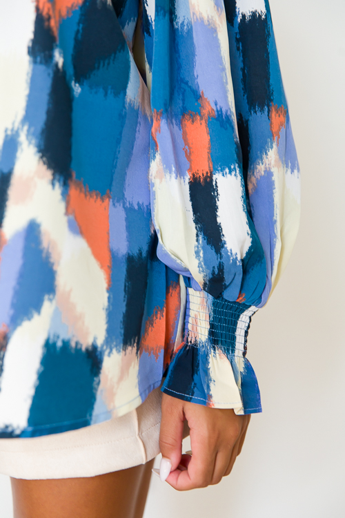 Autumn Brush Stroke Blouse, Navy