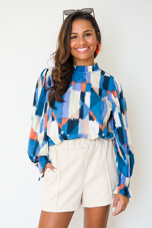Autumn Brush Stroke Blouse, Navy