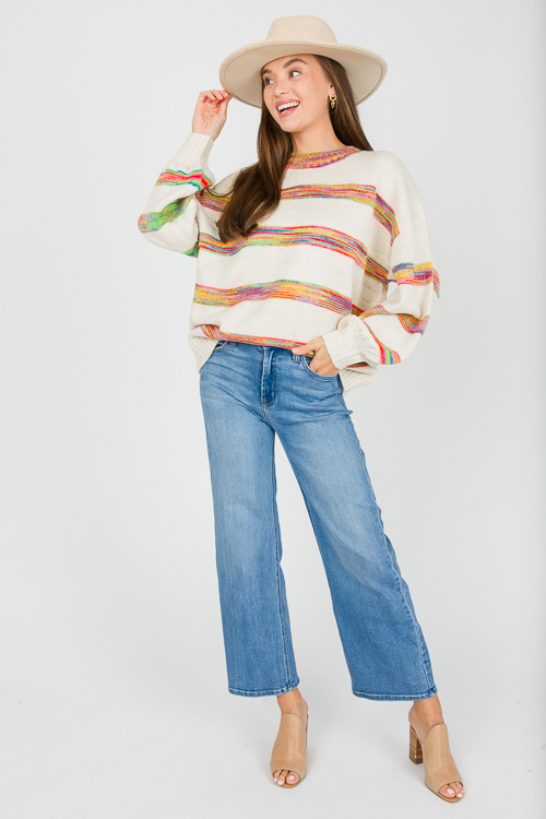 Multi Stripes Sweater, Ivory