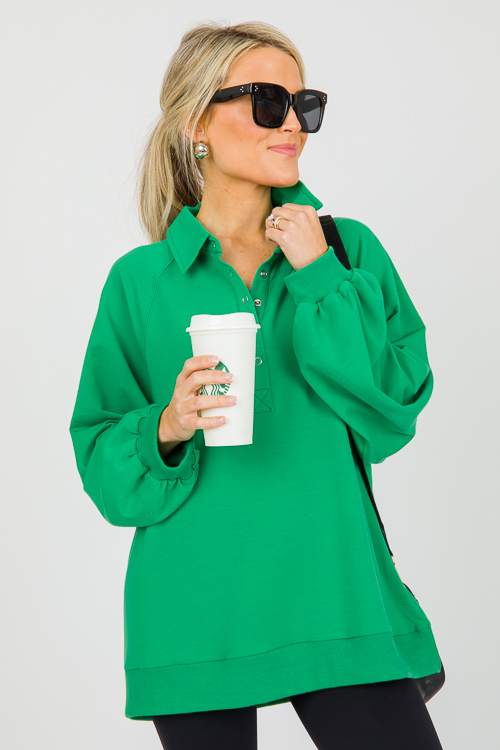 Jojo Collared Pullover, Kelly Green