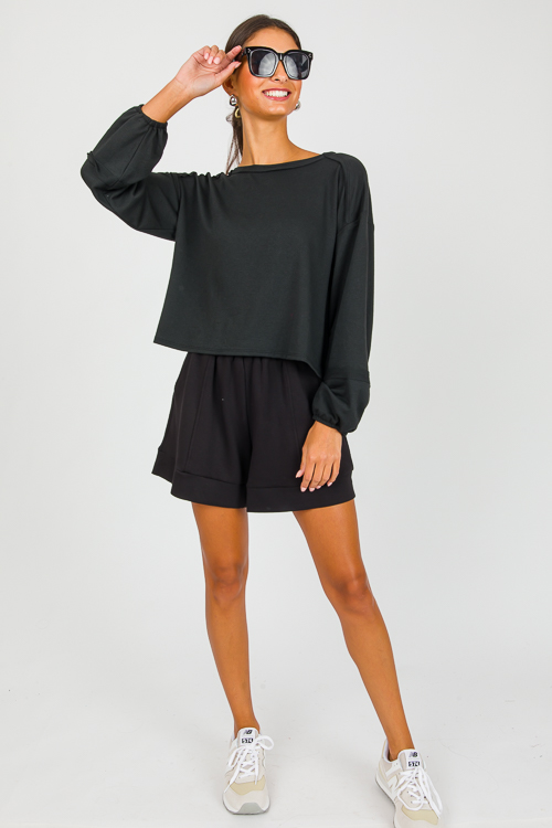 Raw Edges Knit Top, Black