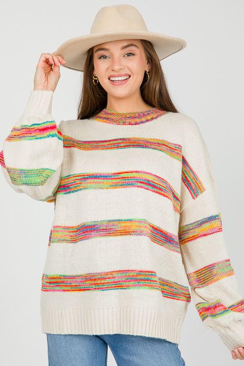 Multi Stripes Sweater, Ivory