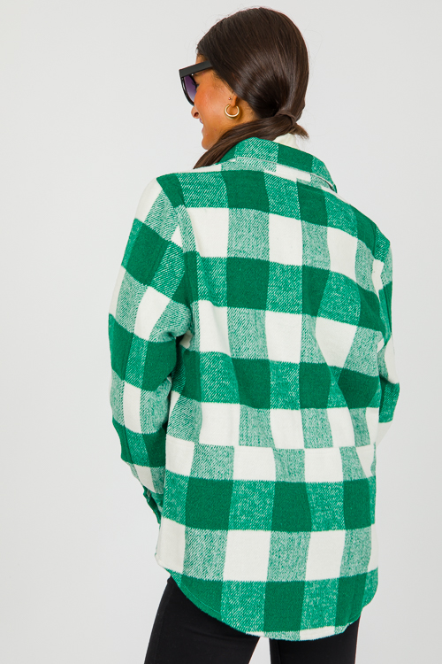 Gene Plaid Shacket, Green