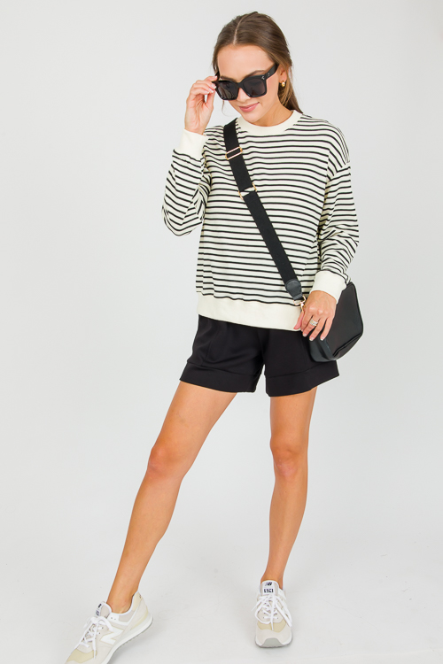 Emery Stripe Pullover, Cream/Black
