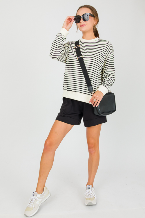 Emery Stripe Pullover, Cream/Black