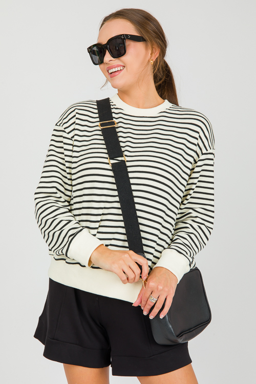 Emery Stripe Pullover, Cream/Black