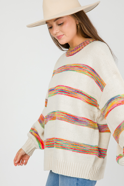 Multi Stripes Sweater, Ivory