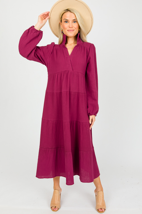 Gauze Tier Maxi, Plum
