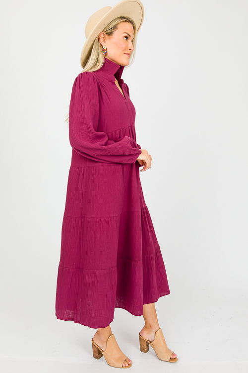 Gauze Tier Maxi, Plum