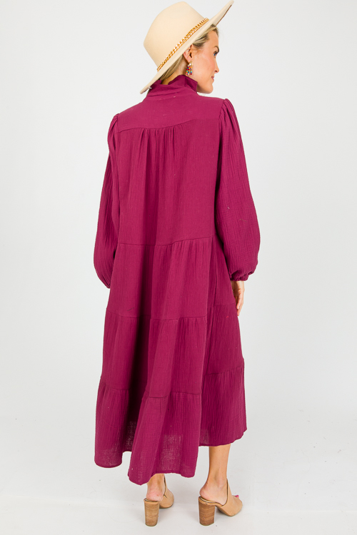 Gauze Tier Maxi, Plum