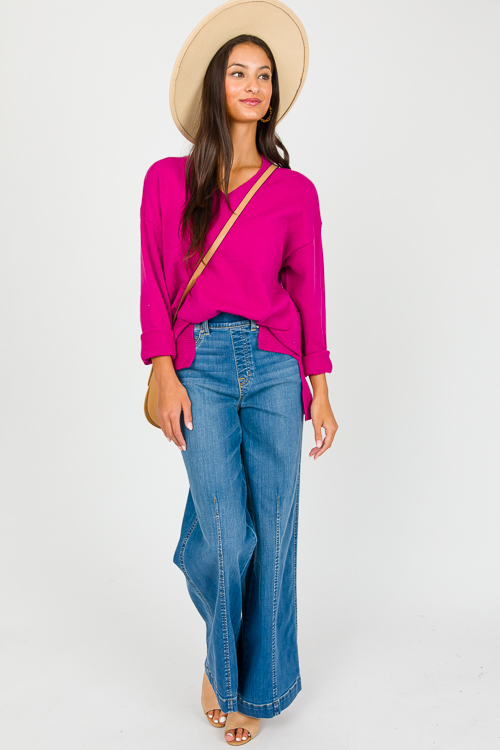 Pierce V-Neck Sweater, Magenta