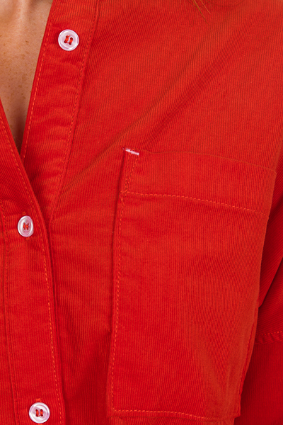 Corded Button Up, Red