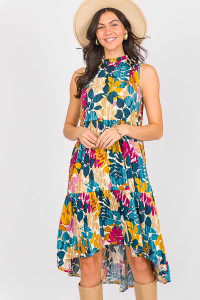 Slinky Flowers Midi, Teal Combo