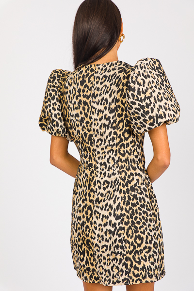 Leopard Puff Sleeve Dress
