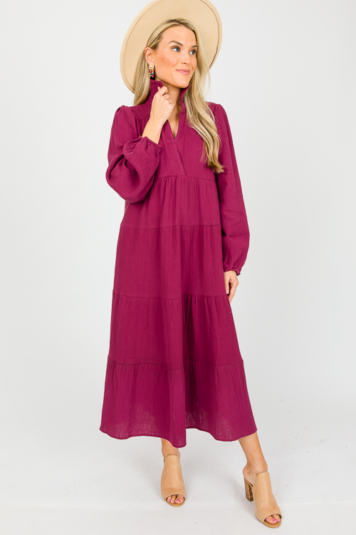 Gauze Tier Maxi, Plum