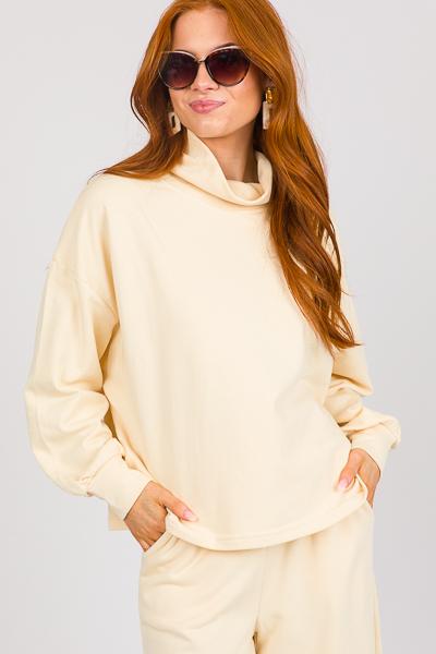 Mock Neck Sweat Set, Cream