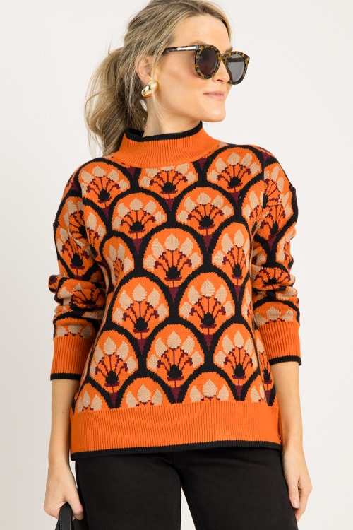 Bold Blooms Sweater, Black
