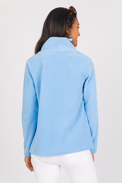 Fleece Mock Neck Pullover, Powder Blue