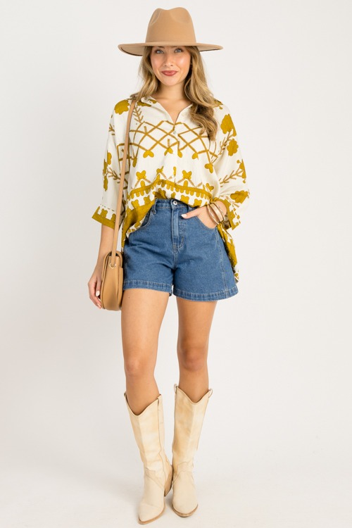 Oversized Printed Shirt, Mustar - 0923-75p.jpg