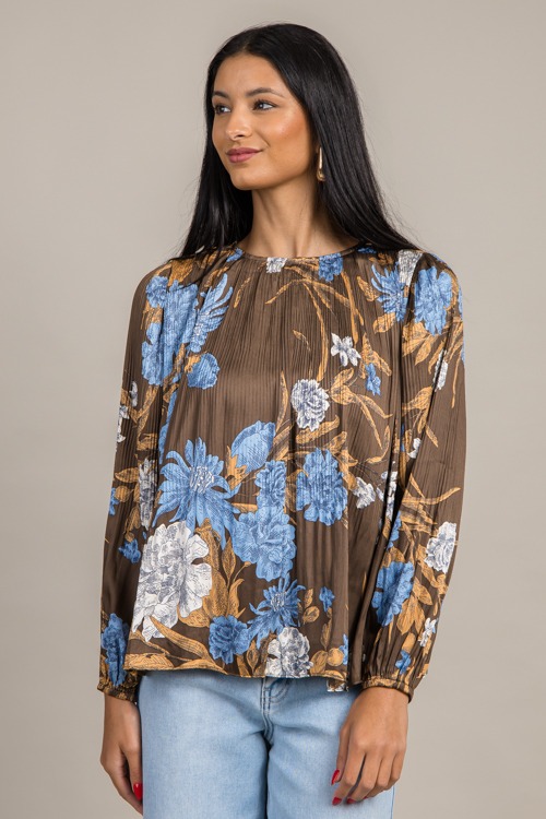 Brown Floral Pleated Blouse - 0924-107.jpg