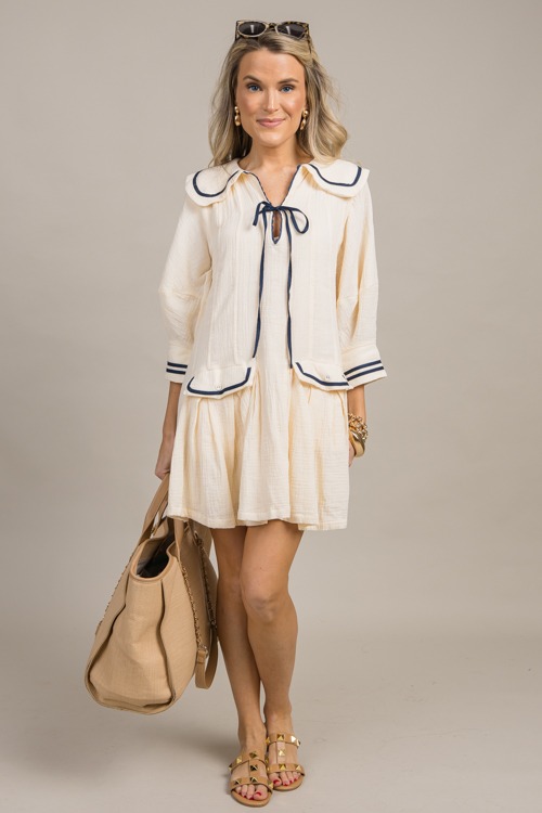 Contrast Stripe Gauze Dress, Na - 0924-137h.jpg