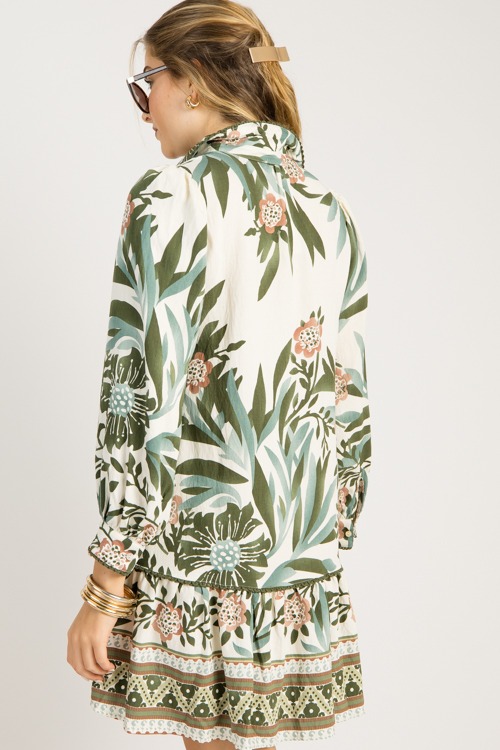 Floral Trim Detail Dress, Olive - 0924-17h.jpg