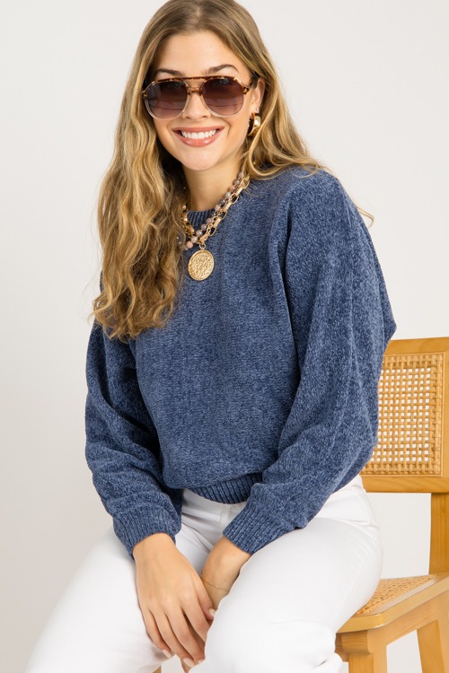 Blake Chenille Sweater, Dusty Navy