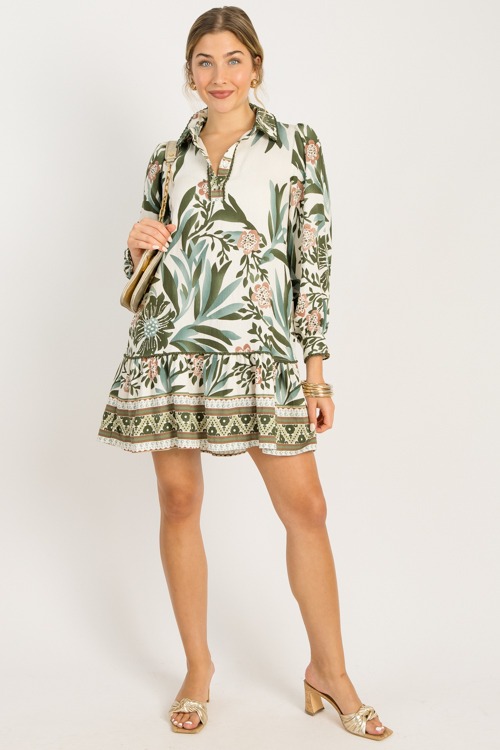 Floral Trim Detail Dress, Olive - 0924-22.jpg