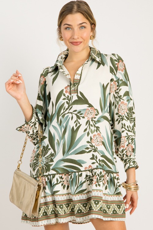 Floral Trim Detail Dress, Olive - 0924-23.jpg