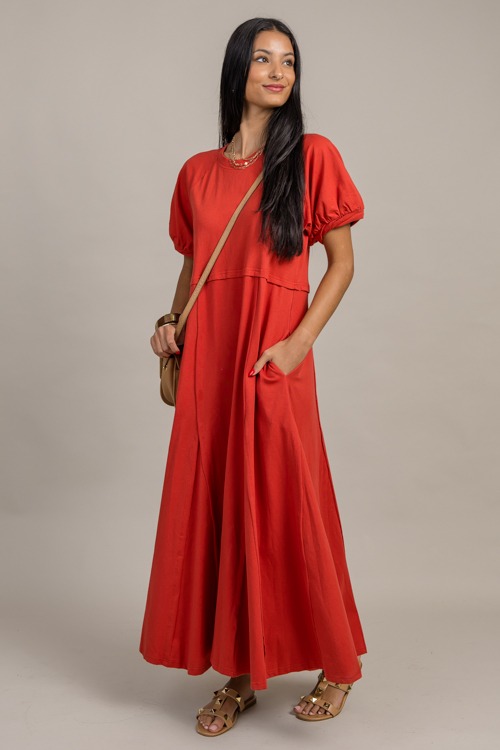 Raw Trim Knit Maxi, Rust