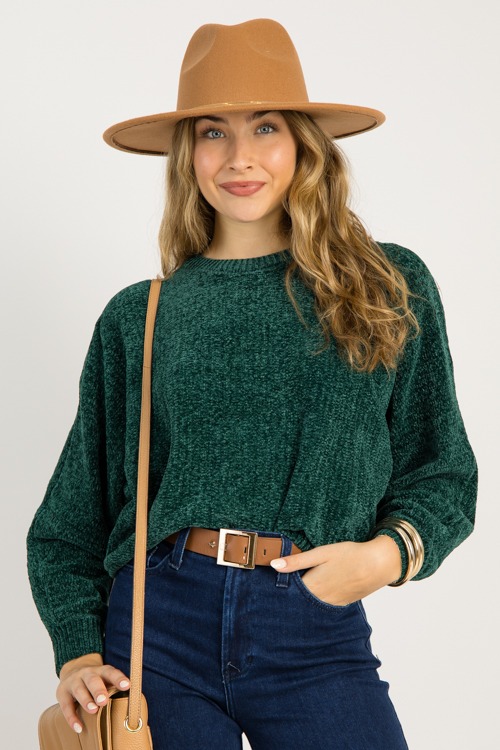 Blake Chenille Sweater, Dk. Green