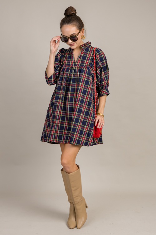 Tartan Babydoll Dress, Navy - 0924-78.jpg