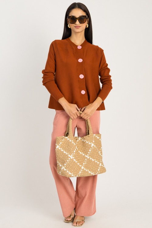Pink Button Cardigan, Brown - 0924-79p.jpg
