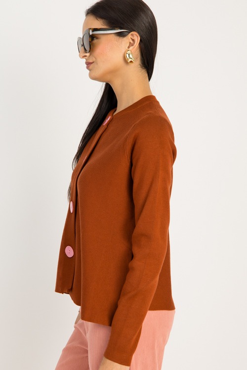 Pink Button Cardigan, Brown - 0924-82.jpg