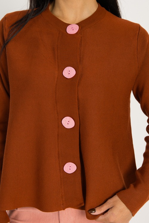 Pink Button Cardigan, Brown - 0924-84.jpg