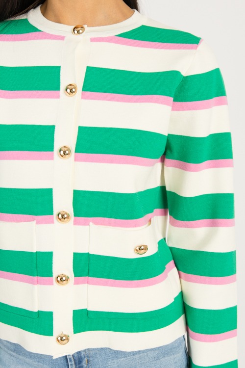 Stripe Button Cardigan, Green/P - 0924-91h.jpg