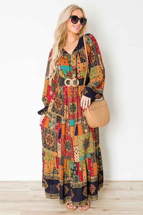 Patchwork Maxi, Olive Rust