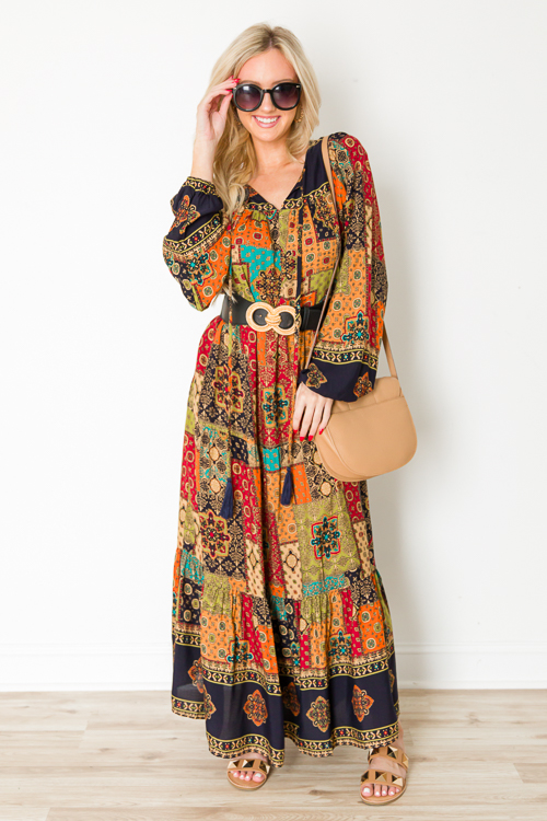 Patchwork Maxi, Olive Rust